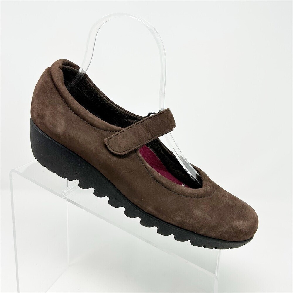 Munro Mary Jane Wedge Comfort Shoes Womens Brown Hook & Loop Round Toe 8M